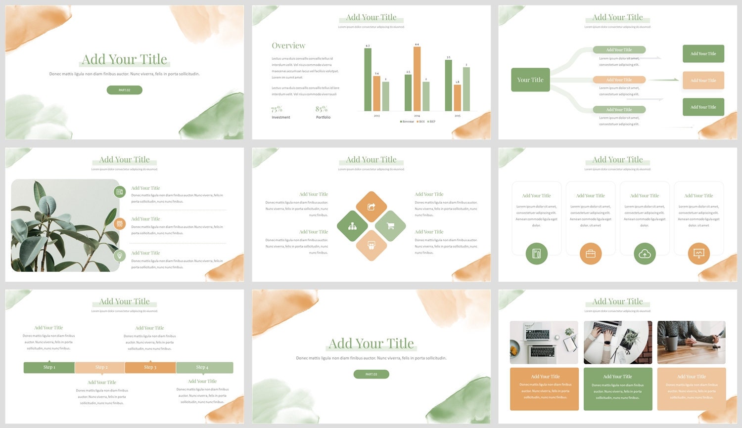 Minimal Watercolors Clean Report Powerpoint Template - Etsy