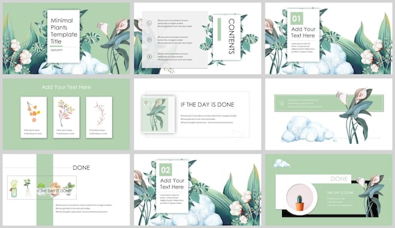 Watercolor Illustrations Style Powerpoint Template Etsy