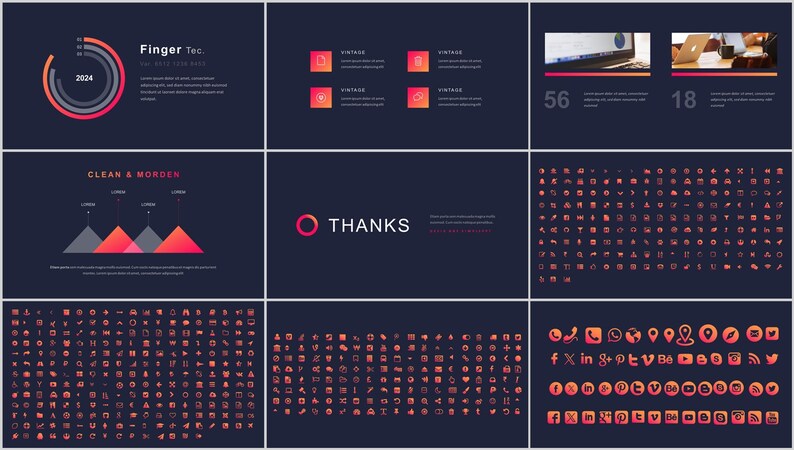 Modern Clean Technology Report Powerpoint Template - Etsy