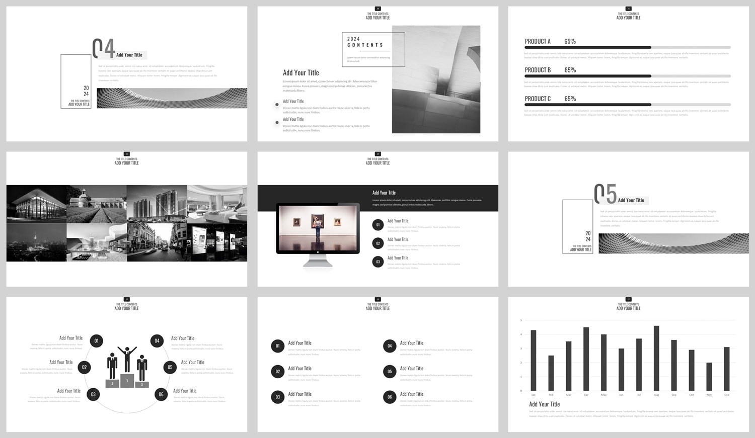Black & White Modern Clean Business Powerpoint Template - Etsy