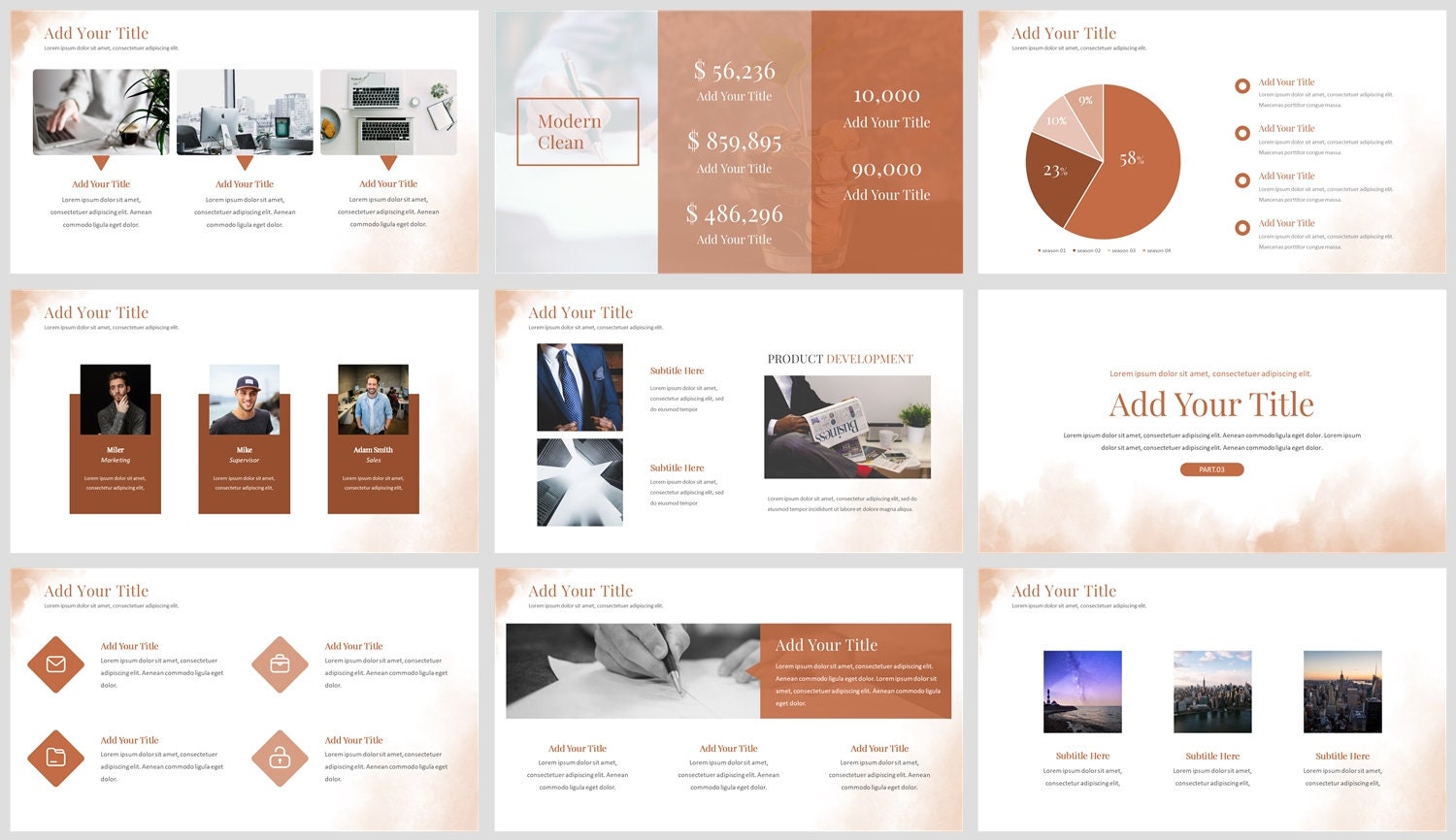 Minimal Watercolors Clean Report Powerpoint Template - Etsy