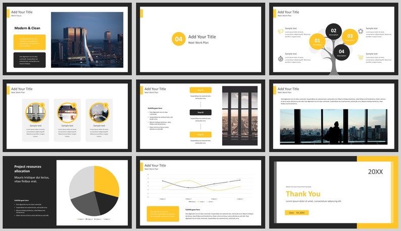 Modern Clean Business Work Summary Powerpoint Template - Etsy