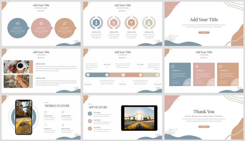 Minimal Clean Report Powerpoint Template - Etsy