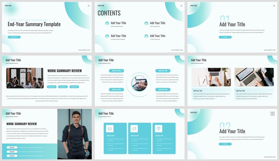 Minimal Clean End-year Summary Business Powerpoint Template - Etsy