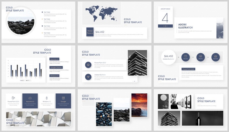 Cold Powerpoint Design Minimal Cold Magazine Style Powerpoint Template - Etsy