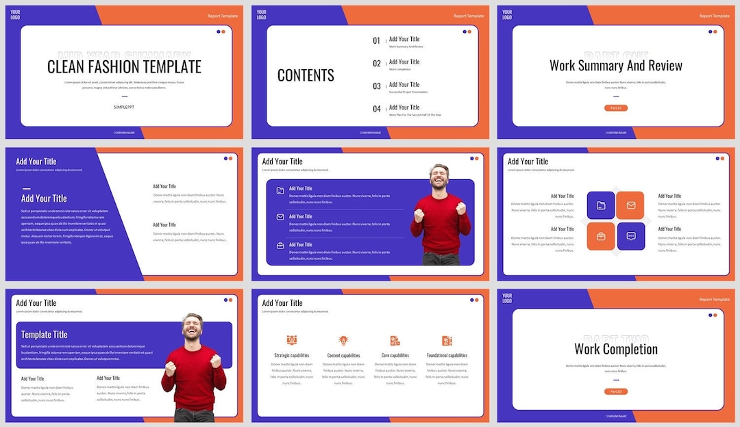 Minimal Clean Work Summary Powerpoint Template - Etsy