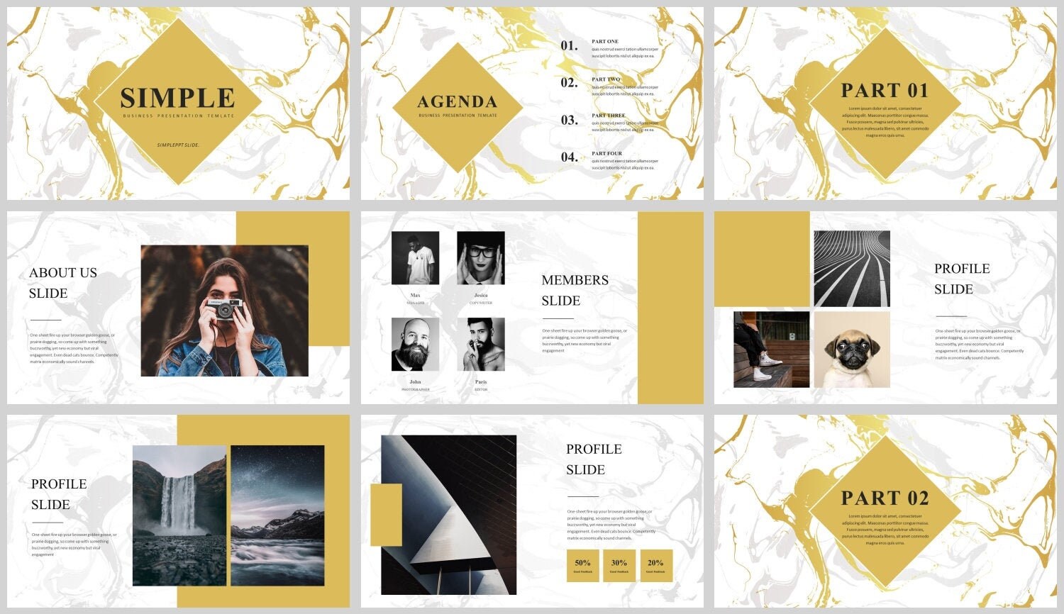Minimal Marble Magazine Style Business Powerpoint Template - Etsy