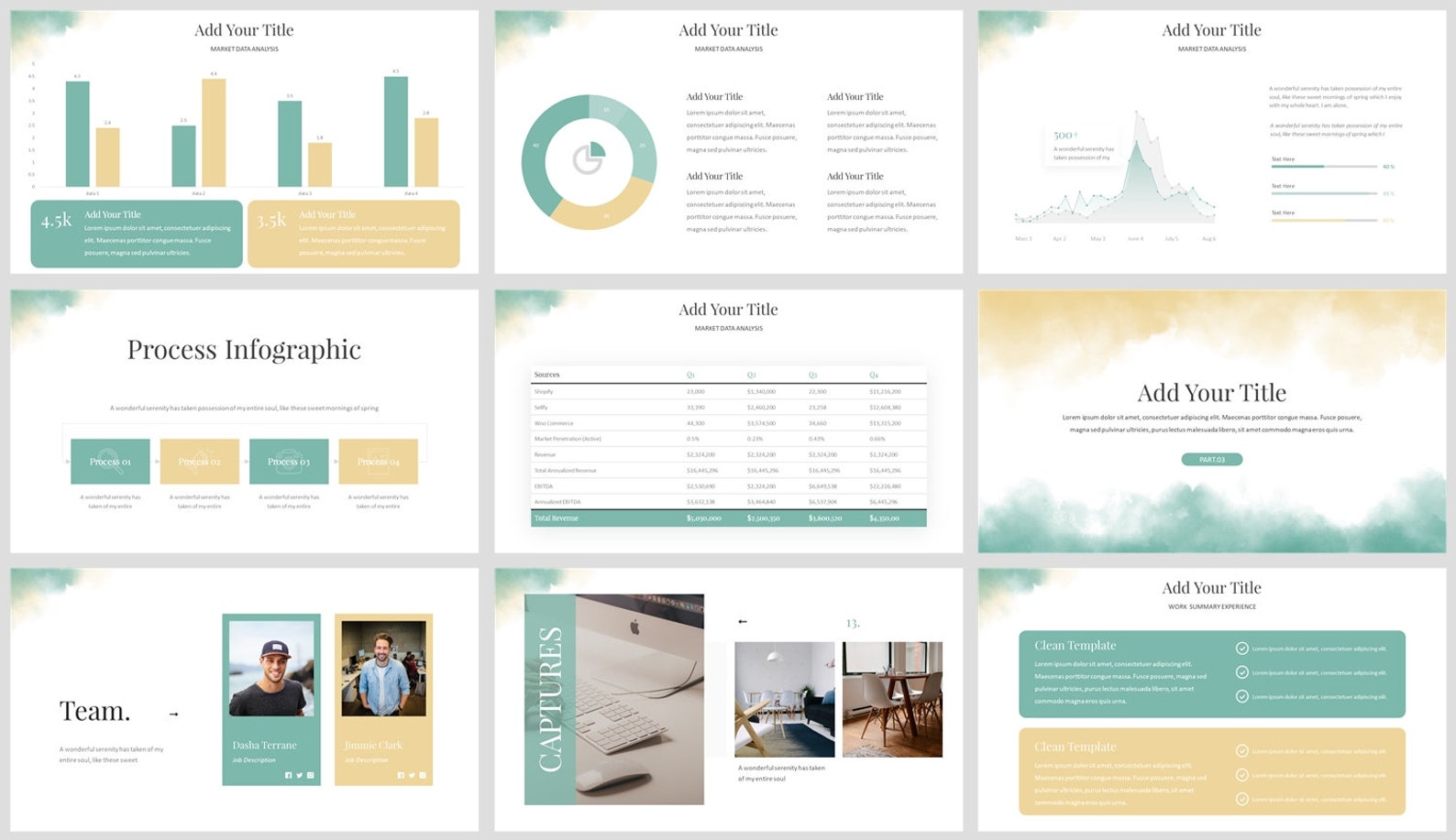 Minimal Watercolors Clean Report Powerpoint Template - Etsy