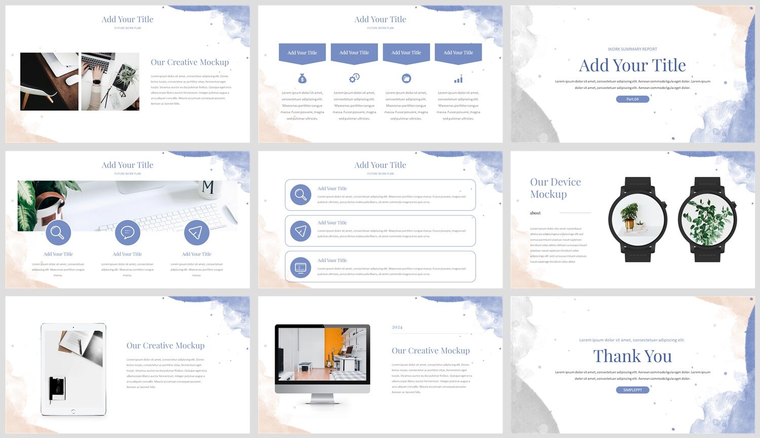 Minimal Watercolors Clean Report Powerpoint Template - Etsy