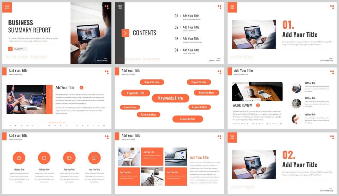 Minimal Clean Work Summary Powerpoint Template - Etsy