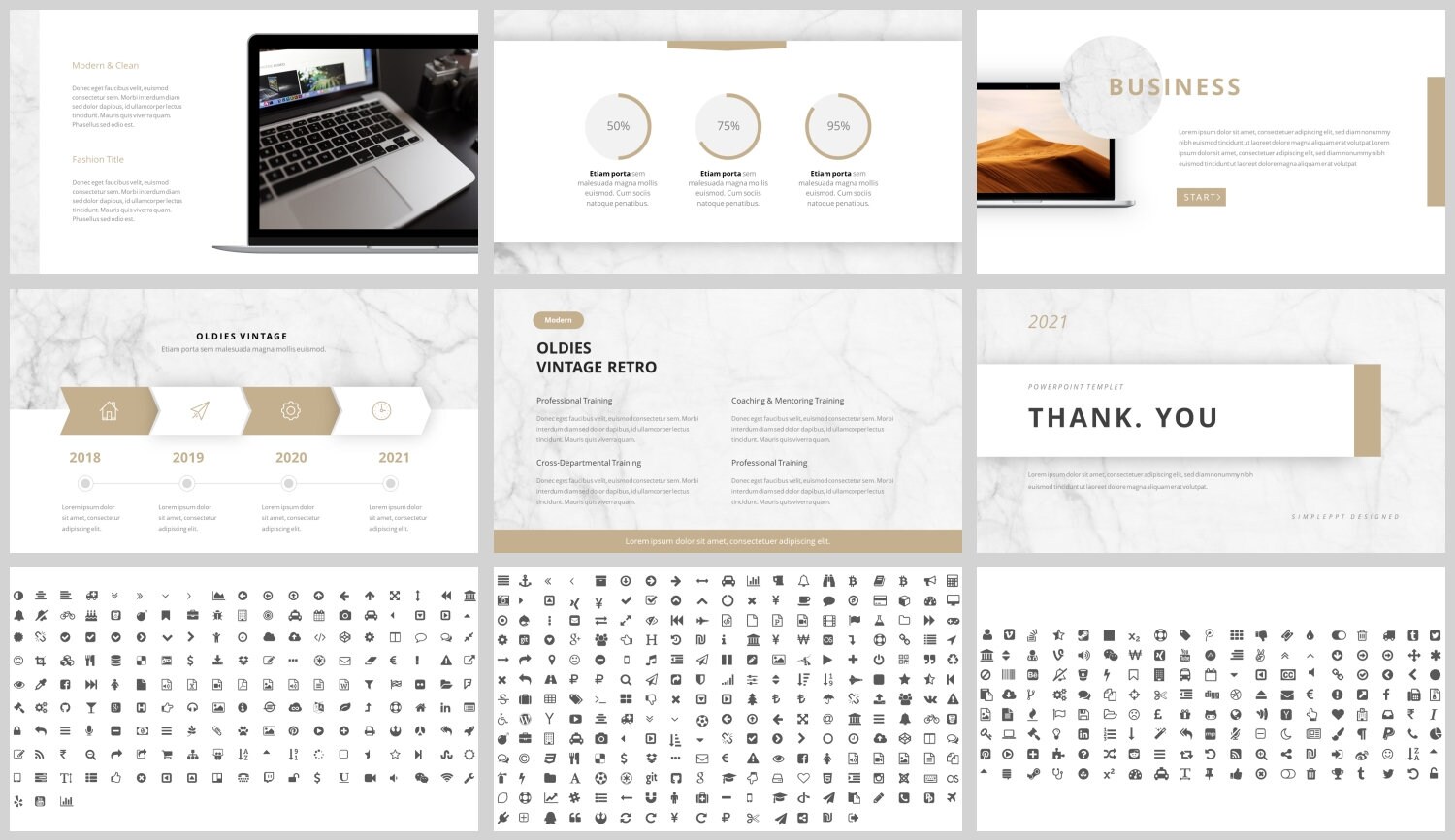 Minimal Marble Magazine Style Business Powerpoint Template - Etsy