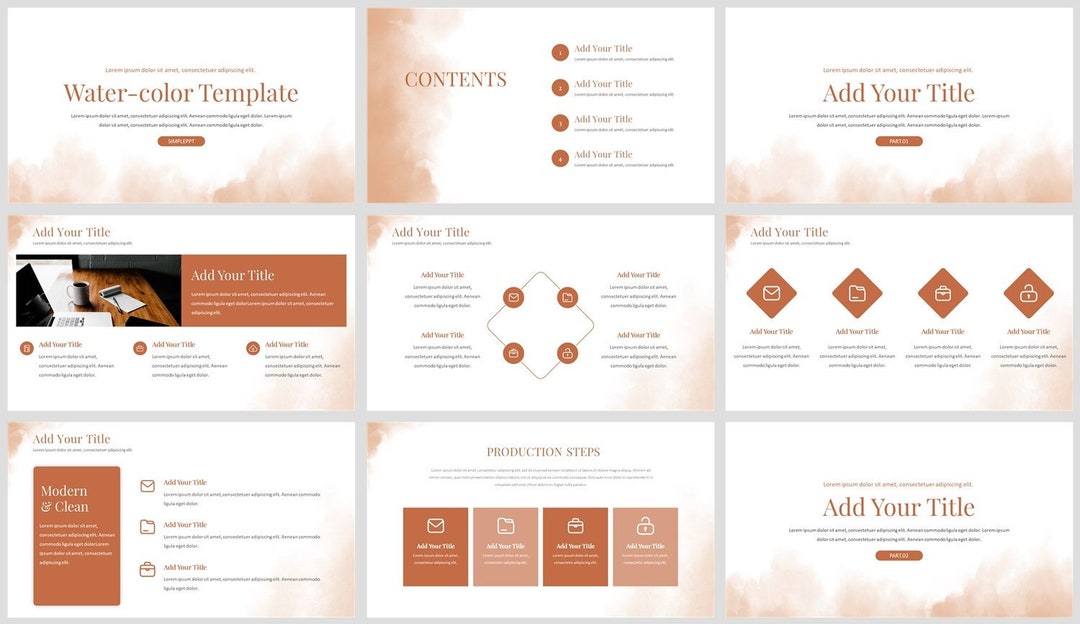 Minimal Watercolors Clean Report Powerpoint Template - Etsy
