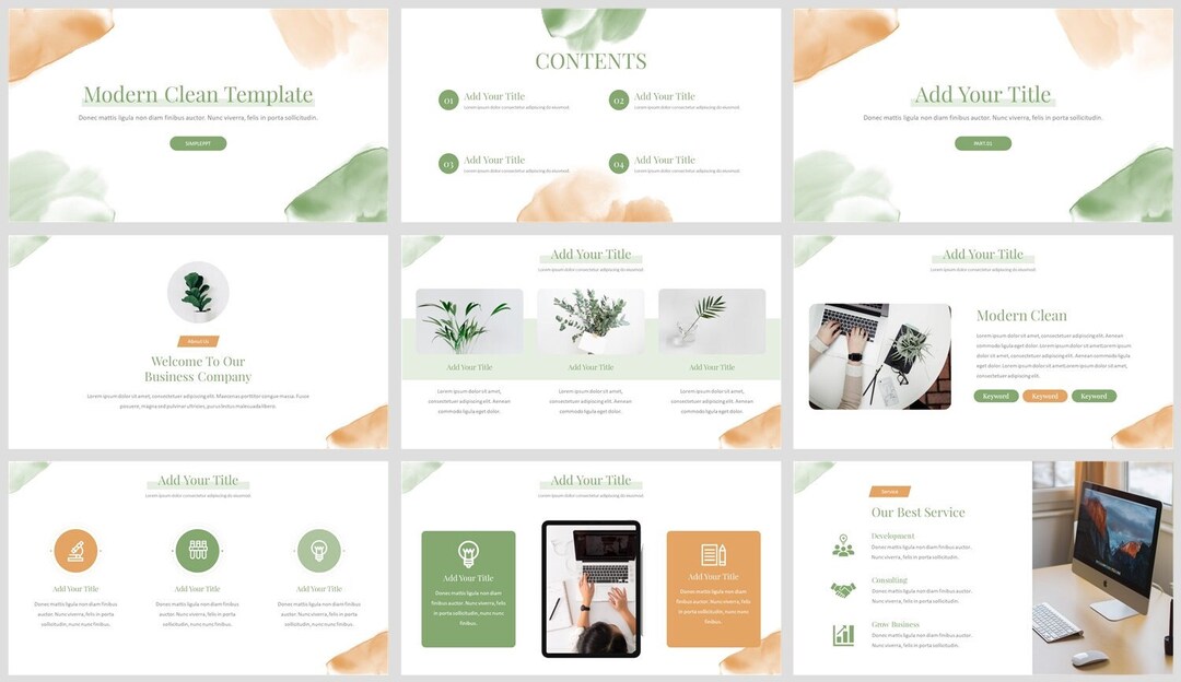Minimal Watercolors Clean Report Powerpoint Template - Etsy