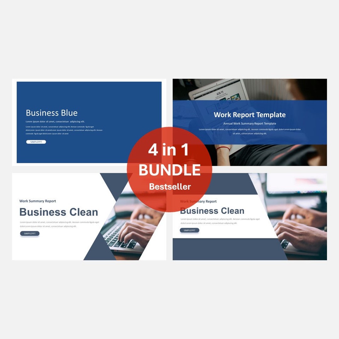 4 in 1 Bundle Minimal Blue Business Powerpoint Template - Etsy UK