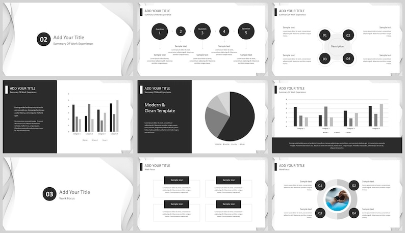 Black & White Business Powerpoint Template - Etsy