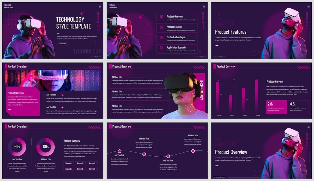Modern Clean Technology Powerpoint Template - Etsy