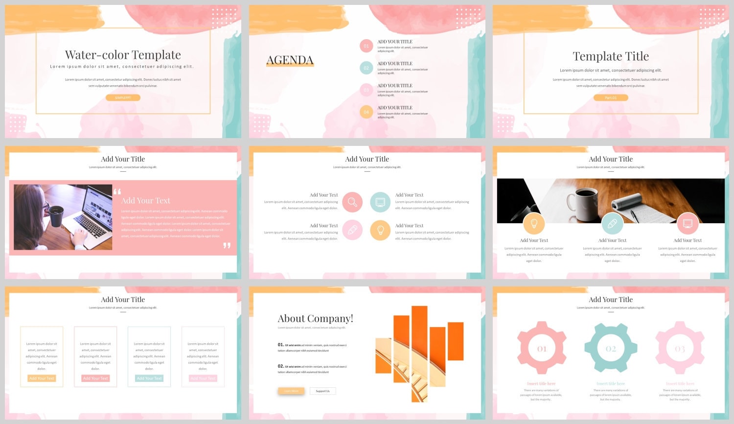 Modern Clean Water Color Style Powerpoint Template - Etsy