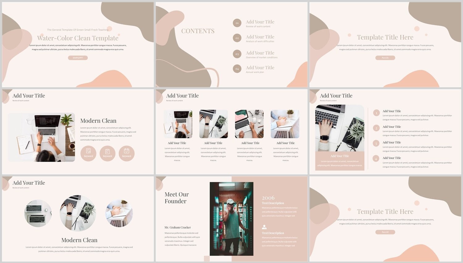 Minimal Retro Clean Summary Powerpoint Template - Etsy