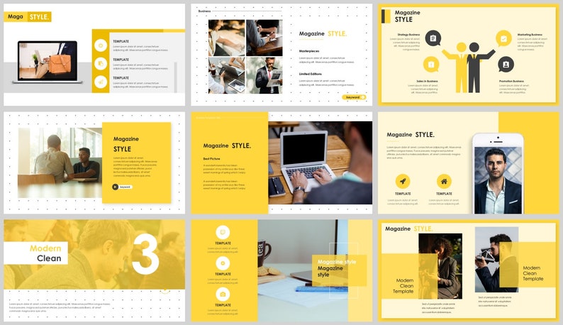 Yellow Minimal Work Report Powerpoint Template - Etsy