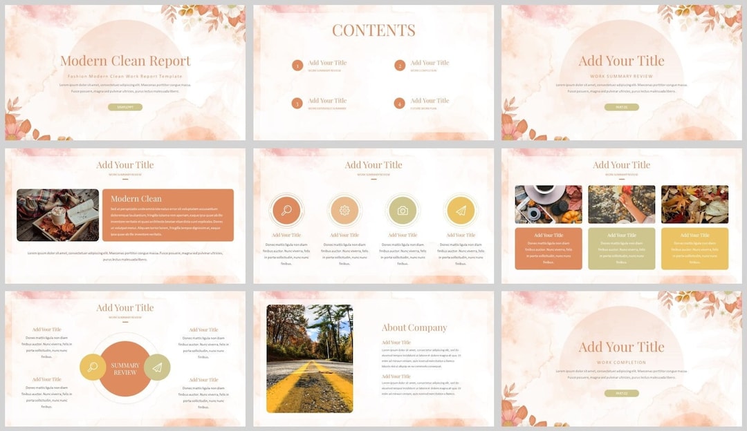 Minimal Clean Work Report Powerpoint Template - Etsy