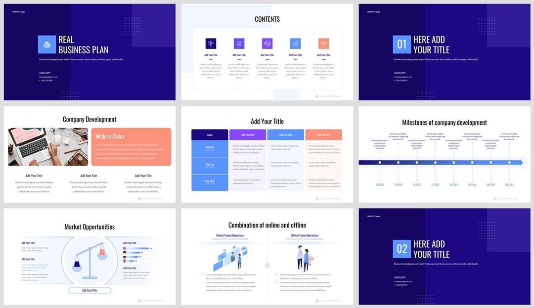 Modern Clean Business Plan Powerpoint Template - Etsy