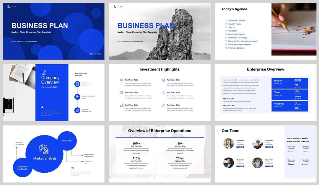 Modern Clean Business Plan Powerpoint Template - Etsy