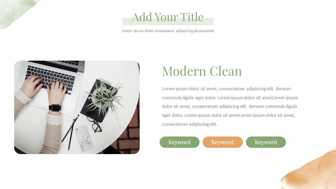 Minimal Watercolors Clean Report Powerpoint Template - Etsy