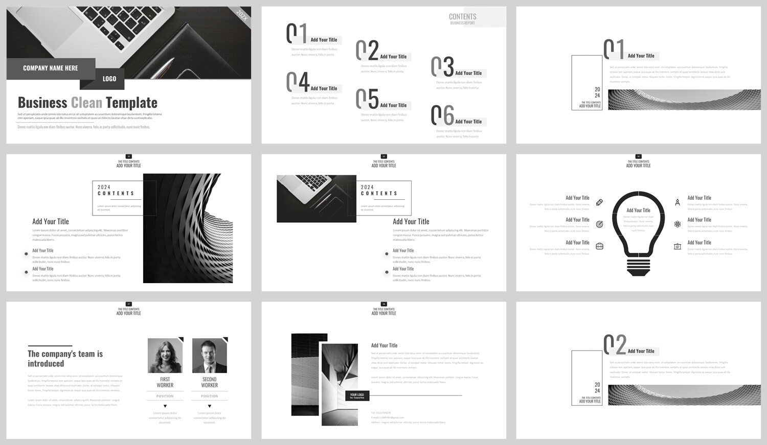 Black & White Modern Clean Business Powerpoint Template - Etsy
