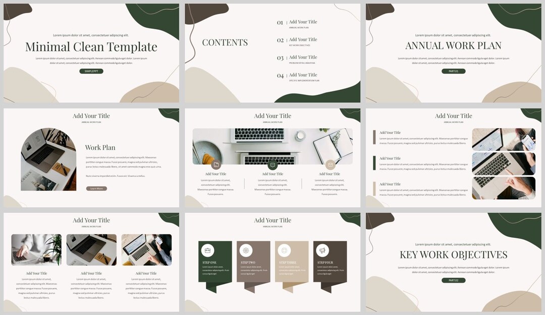 Minimal Clean Work Summary Powerpoint Template - Etsy