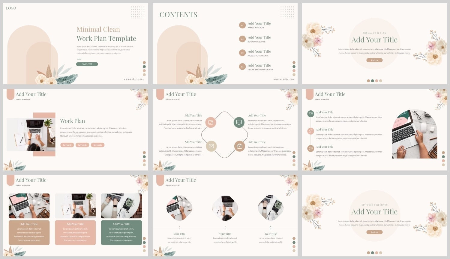 Minimal Work Summary PowerPoint Template