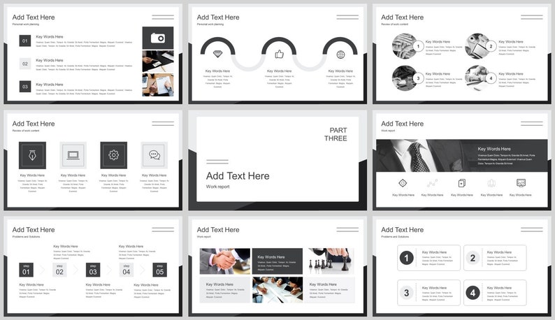 Black & White Magazine Style Business Powerpoint Template - Etsy