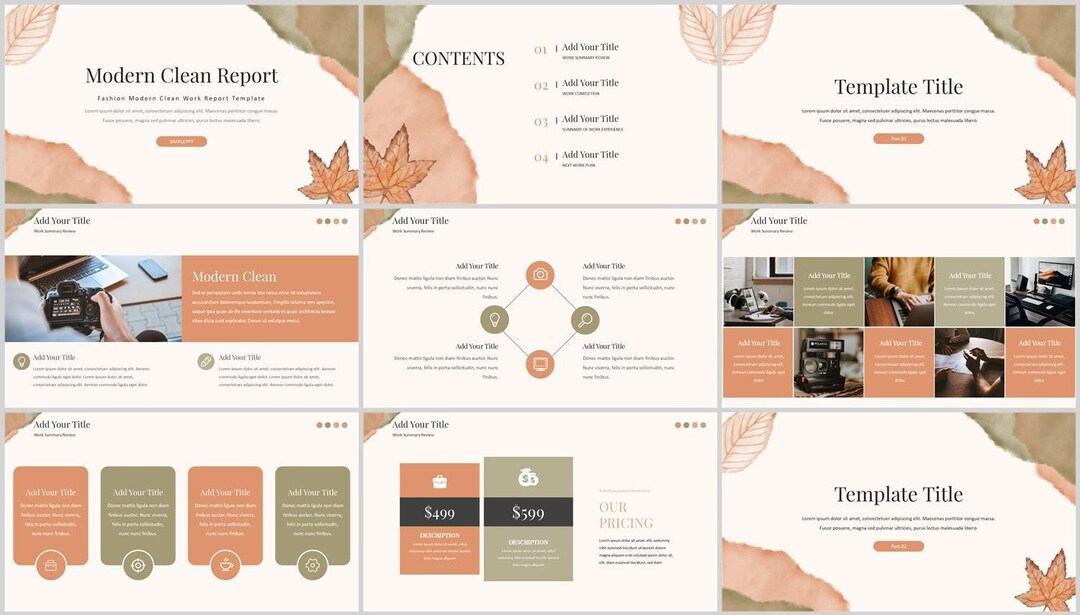 Minimal Clean Report Powerpoint Template - Etsy Canada
