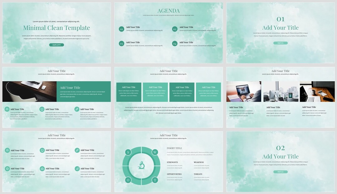 Minimal Watercolors Clean Report Powerpoint Template - Etsy