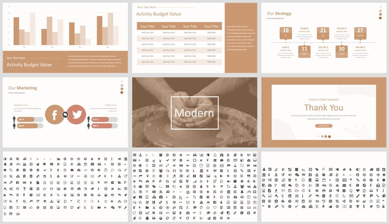 Minimal Modern Clean Style Powerpoint Template - Etsy