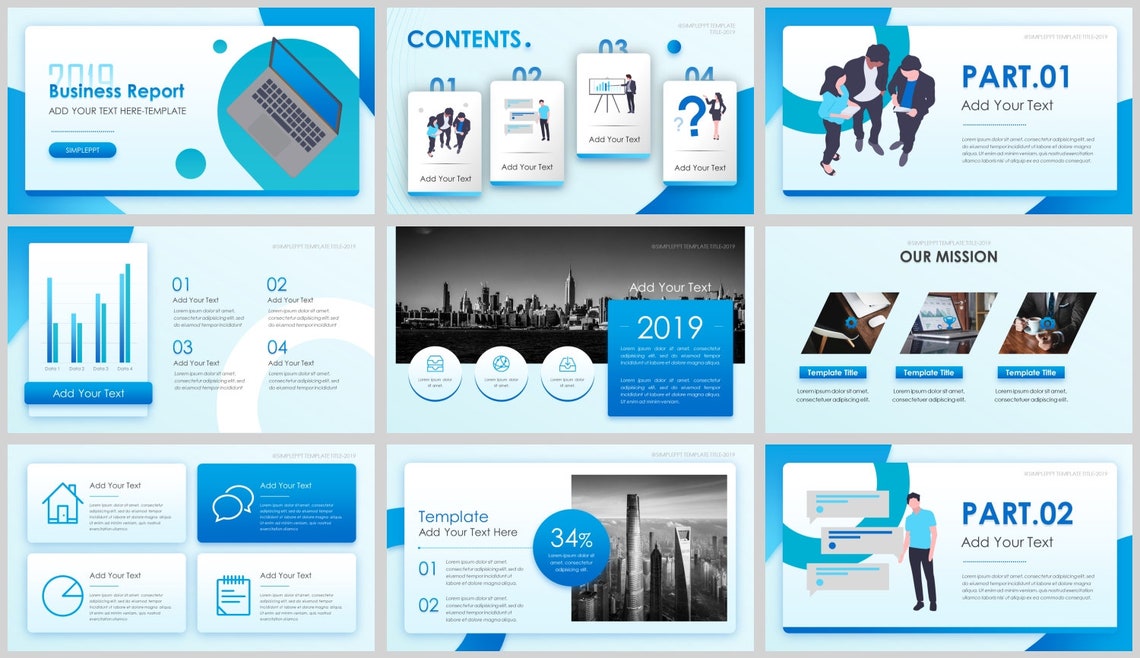 Minimal Work Report Powerpoint Template Etsy