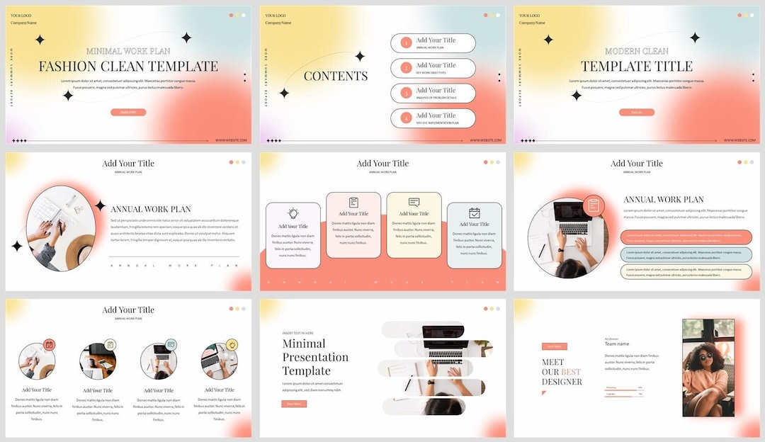 Minimal Fashion Clean Business Summary Powerpoint Template - Etsy