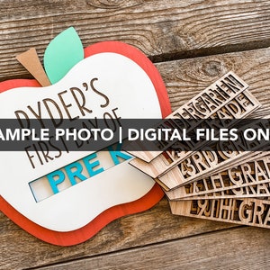 First Day of School Wood Photo Sign, Back to School, Apple, Photo Prop, SVG, EPS, PDF, png, Glowforge image 5
