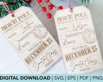 Santa Gift Tag | North Pole Special Delivery SVG, PDF (Digital Download)