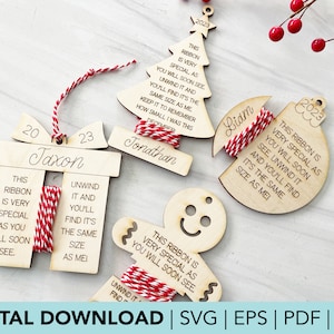 Ornamento di crescita dell'altezza SVG / Misurazione del nastro Albero di pan di zenzero regalo (download digitale)