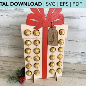 Chocolate Gift Box Holiday Christmas Advent Calendar | Ferrero Rocher | Christmas Countown | SVG | EPS | PDF | png | Glowforge