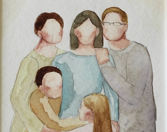 Custom Hand-painted Watercolor Family Portrait