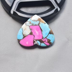 Cotton Candy Turquoise with Arizona Turquoise Cabochon / Heart Shape / 30.05 Ct. / 29x25x5 mm. / Loose Gemstone / Q-385
