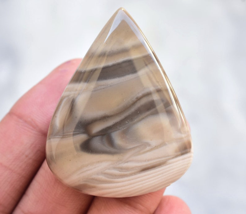 Loose Gemstone G-566 Flint Stone Cabochon Top Grade Flint Stone Gemstone Unique Desert Pattern Cab Pear Shape 81.10 ct 46X36X6 mm