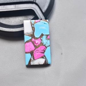 Cotton Candy Turquoise with Arizona Turquoise Cabochon / Freeform Shape / 25.70 Ct. / 29x17x5 mm. / Loose Gemstone / Q-398