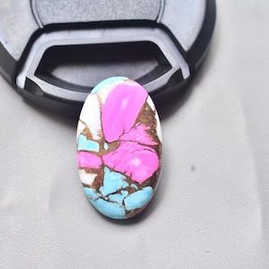 Cotton Candy Turquoise with Arizona Turquoise Cabochon / Oval Shape / 31.10 Ct. / 31x19x5 mm. / Loose Gemstone / Q-370
