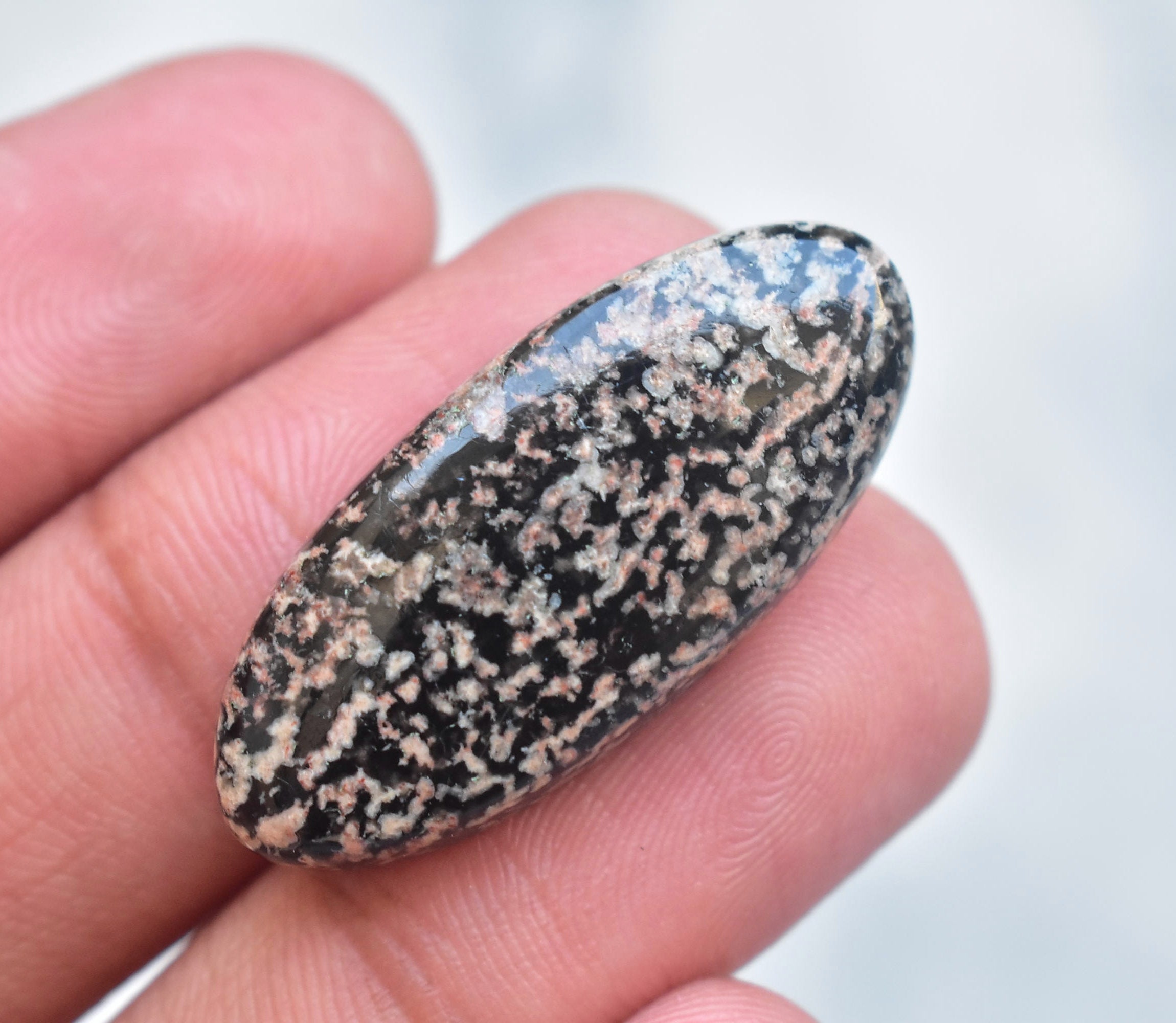 Flower Obsidian Cabochon / Flower Obsidian Gemstone / Oval Etsy