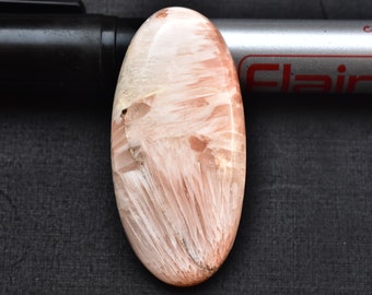 Orange Scolecite Cabochon / Pink Scolecite Gemstone / For Jewelry / Oval Shape / 25.55 Ct. / 36X17X5 mm. Loose Gemstone D-848