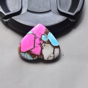 Cotton Candy Turquoise with Arizona Turquoise Cabochon / Heart Shape / 23.95 Ct. / 25x23x5 mm. / Loose Gemstone / Q-384