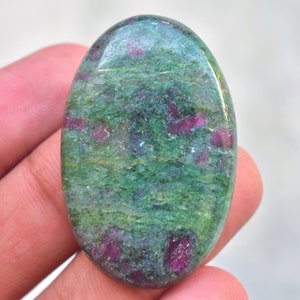 Ruby Fuschite Cabochon / Top Grade Ruby Fuschite Gemstone / Oval Shape / 67.20 Ct. / 41X26X6 mm. Loose Gemstone H-144