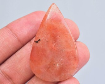 Natural  SunStone Cabochon /  SunStone Gemstone / Pear Shape / 51.50 Ct. / 43x28x6 mm. / Loose Gemstone / L-889